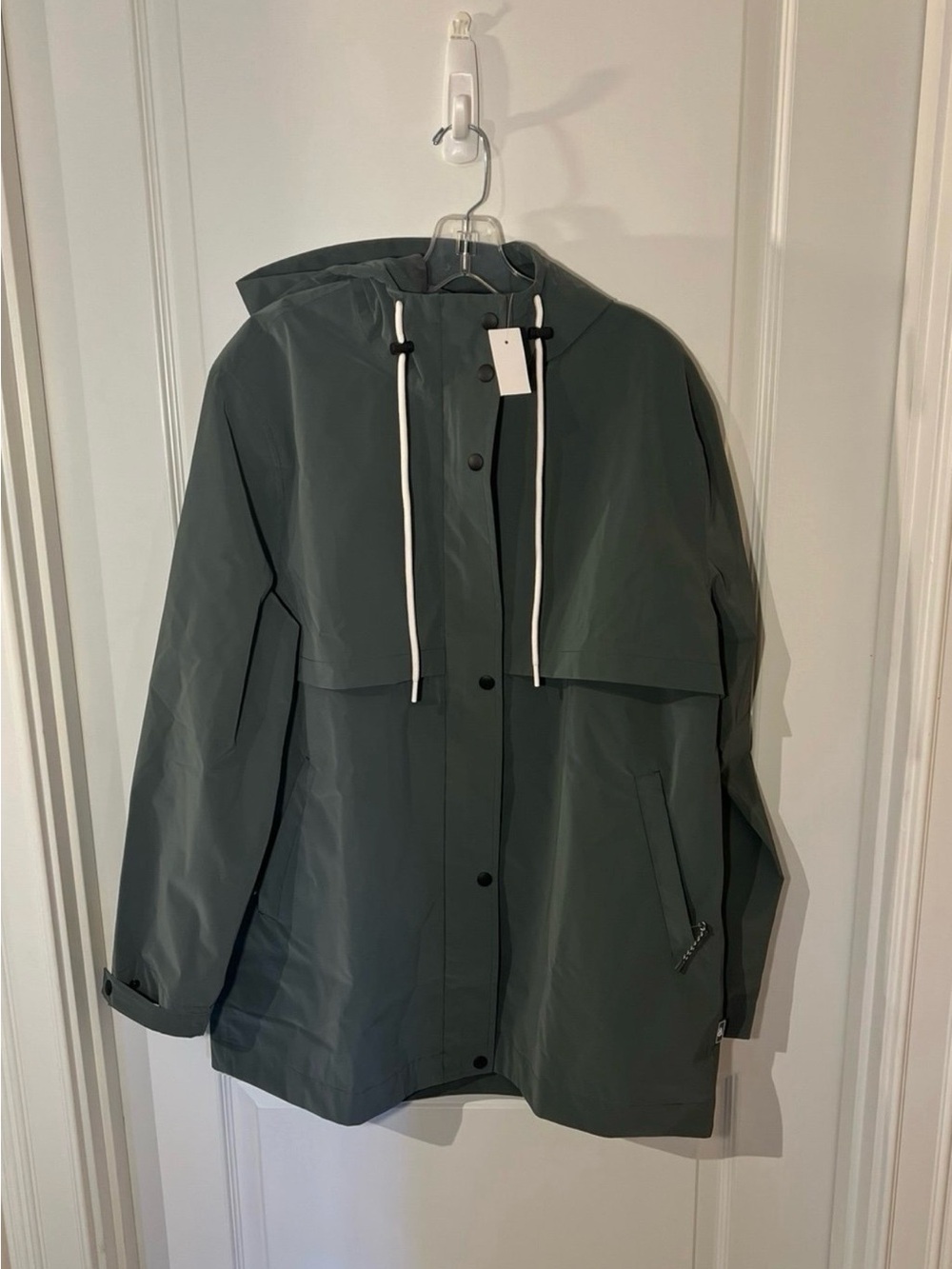 Lou & Grey Hooded Trench Coat in Dark Green